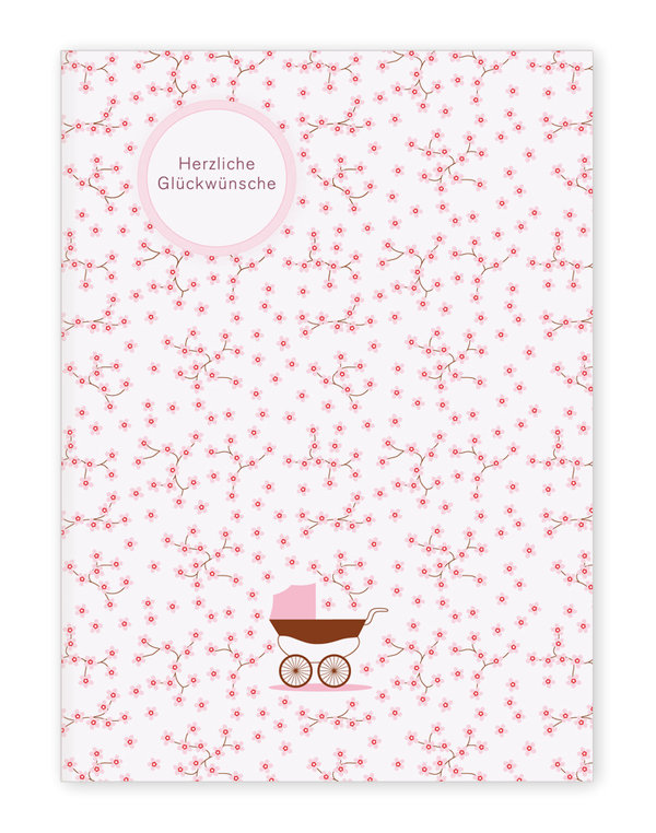 Klappkarte "Baby rosa" mit Briefumschlag