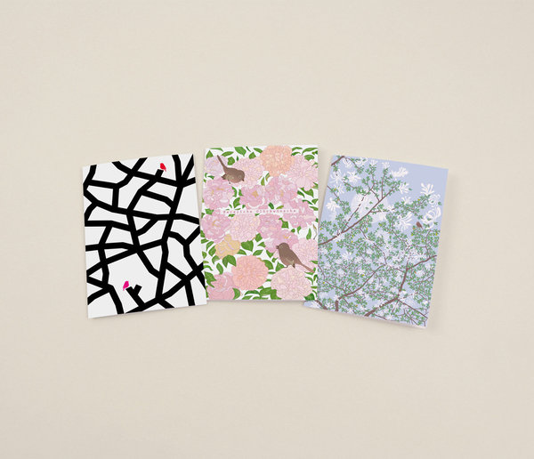 Grußkarten-Set "Blüten" – 9 verschiedene Grußkarten  in schöner Box