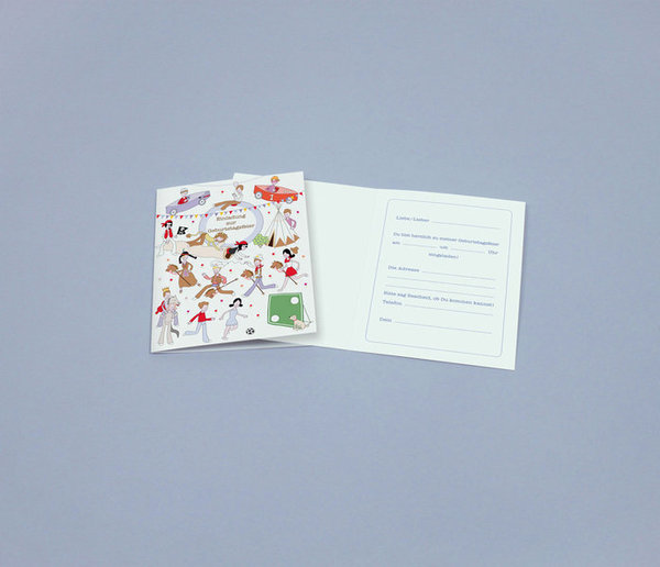 Grußkarten-Set "Einladung zum Kindergeburtstag – Jungen" – 9 identische Einladungskarten  in Box