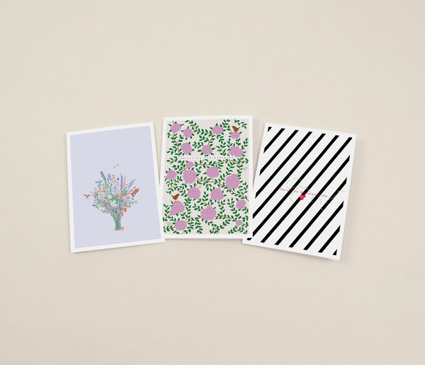 Grußkarten-Set "Blumen" – 9 verschiedene Grußkarten in schöner Box