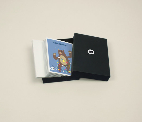 Einladungskarten-Set "Party-Bär" zum Kindergeburtstag – 9 identische Klappkarten in Box