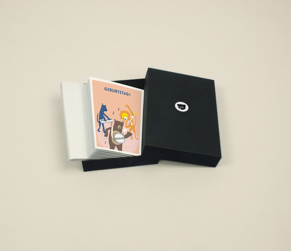 Einladungskarten-Set "Party-Band" zum Kindergeburtstag – 9 identische Klappkarten in Box
